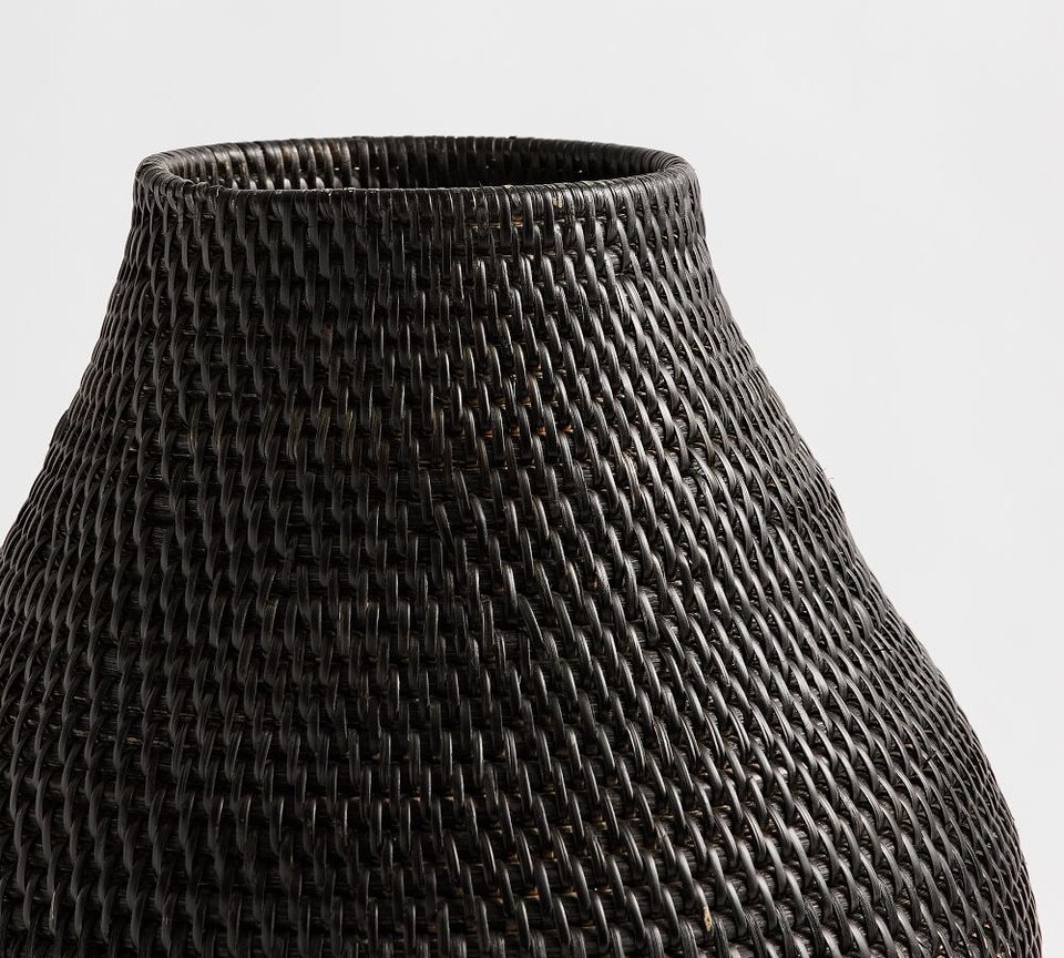 Woven Rattan Vase Collection, Black Pottery Barn Australia
